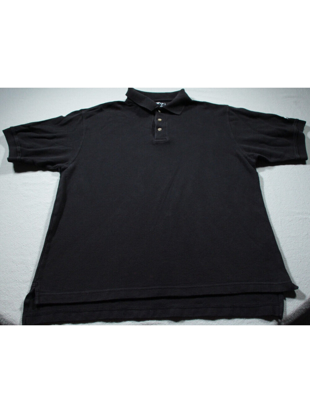 Vintage 90s Starter Polo Shirt Solid Black Blank L